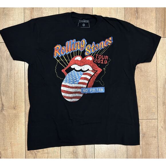 The Rolling Stones 2XL No Filter Tour 2019 Merchandise Black Short Sleeve Tee - Picture 1 of 5